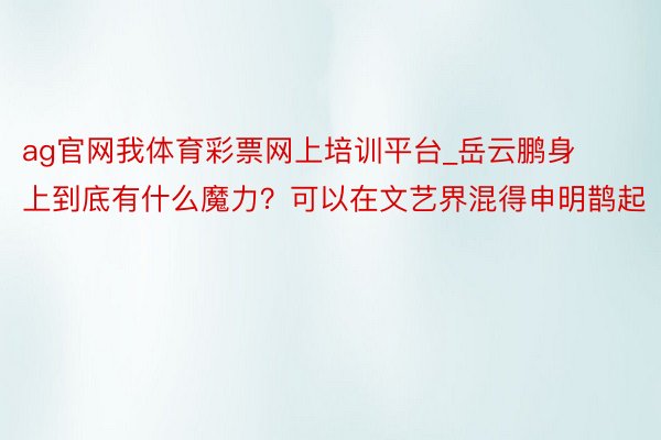 ag官网我体育彩票网上培训平台_岳云鹏身上到底有什么魔力？可以在文艺界混得申明鹊起