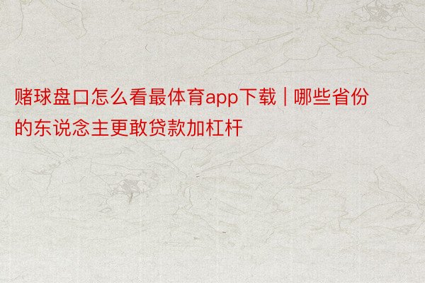 赌球盘口怎么看最体育app下载 | 哪些省份的东说念主更敢贷款加杠杆